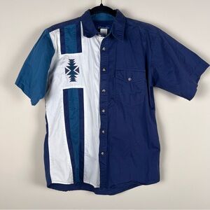 Boy’s Wrangler Blue and White Short Sleeve Shirt pearl buttons 14-16